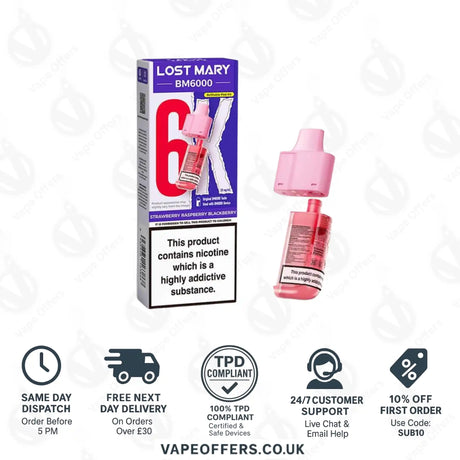 Lost Mary BM6000 Prefilled Pods Strawberry Raspberry Blackberry