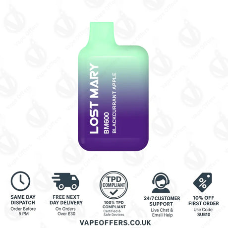 Lost Mary BM600 Prefilled Pod Vape Kit Blackcurrent Apple