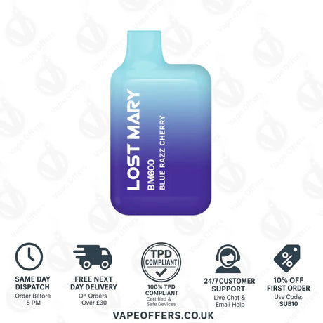 Lost Mary BM600 Prefilled Pod Vape Kit Blue Razz Cherry