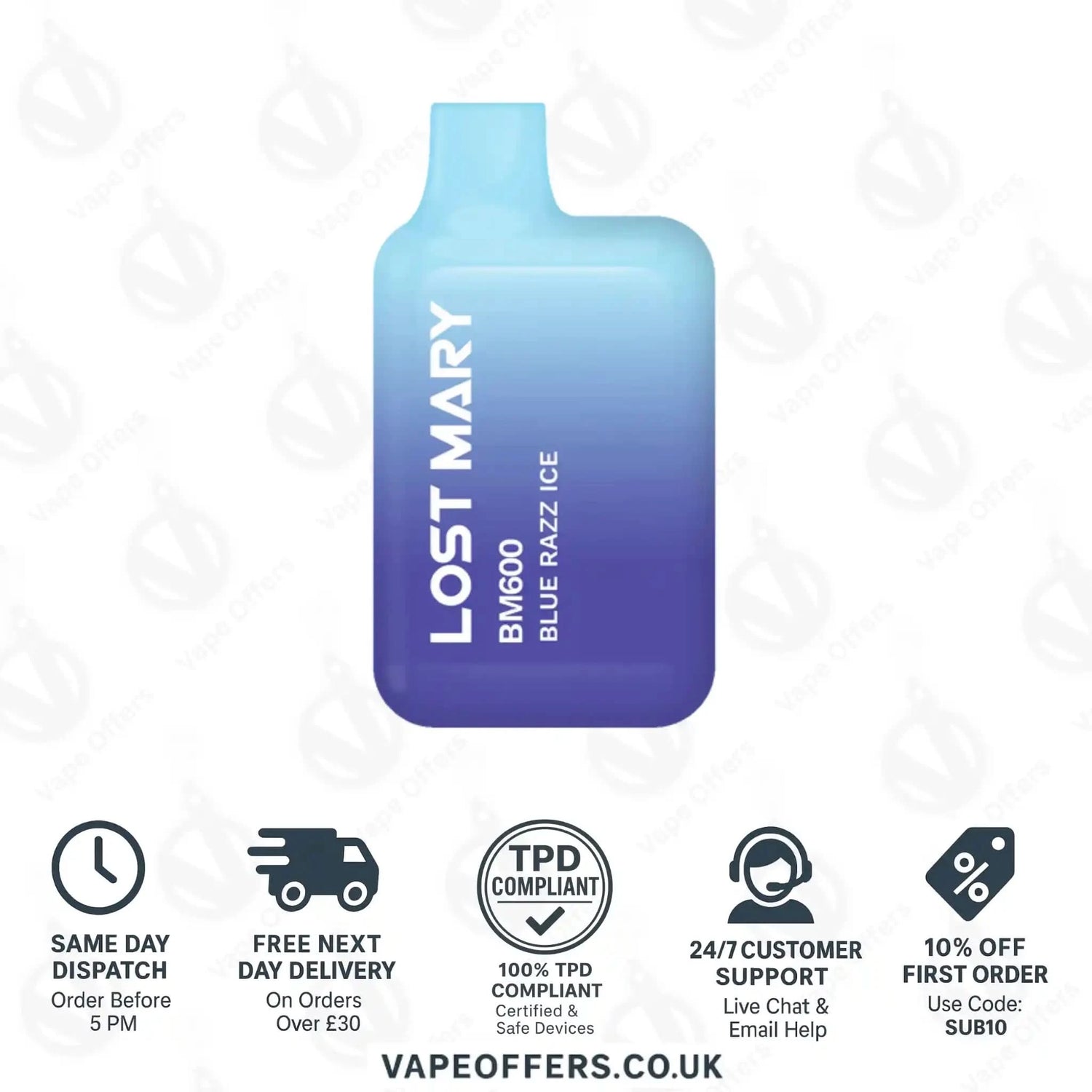 Lost Mary BM600 Prefilled Pod Vape Kit Blue Razz Ice 