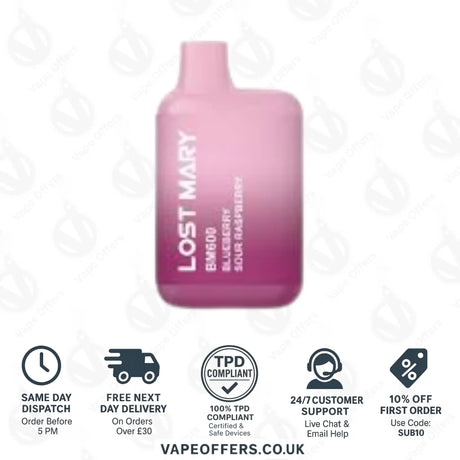 Lost Mary BM600 Prefilled Pod Vape Kit Blueberry Sour Raspberry