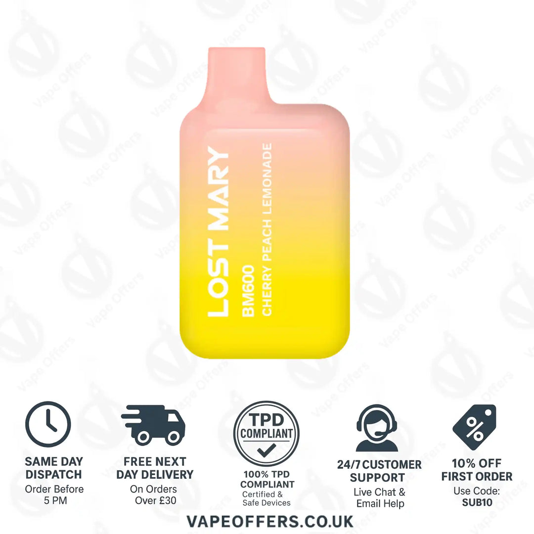 Lost Mary BM600 Prefilled Pod Vape Kit Cherry Peach Lemonade