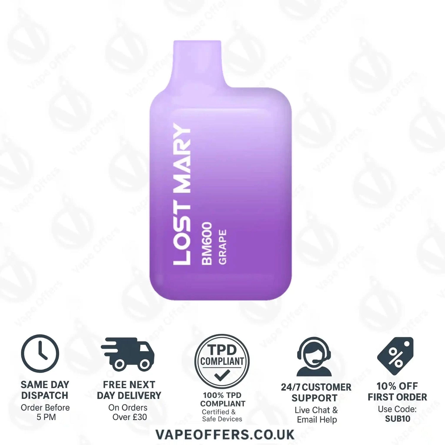 Lost Mary BM600 Prefilled Pod Vape Kit Grape 