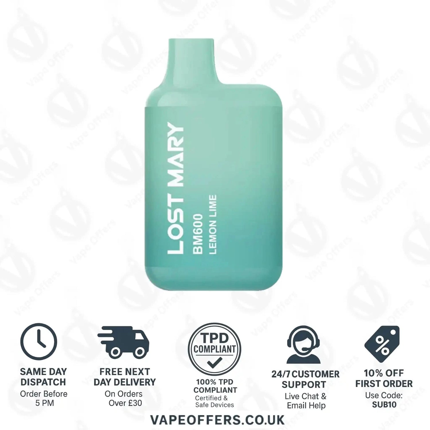 Lost Mary BM600 Prefilled Pod Vape Kit Lemon Lime 