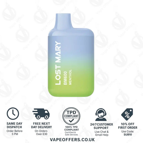 Lost Mary BM600 Prefilled Pod Vape Kit Menthol
