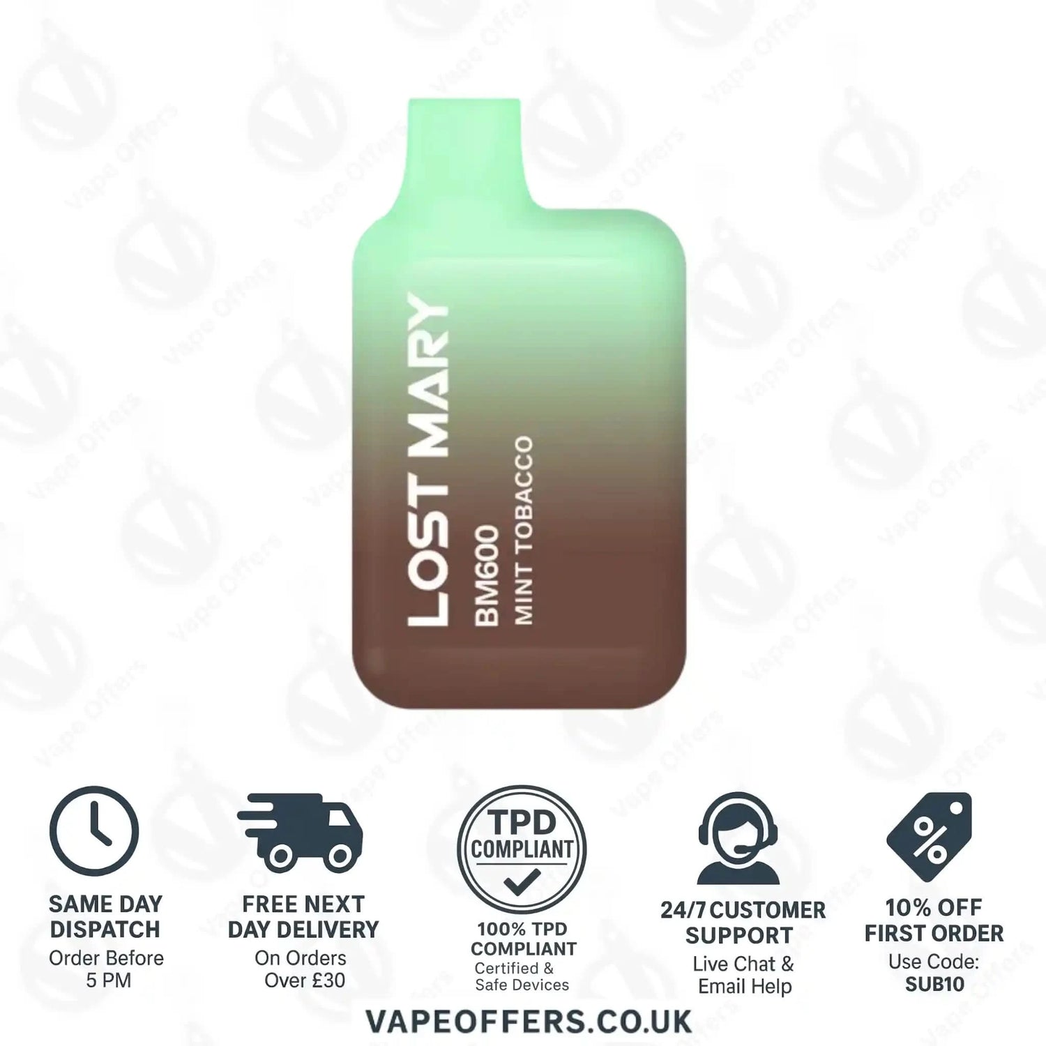Lost Mary BM600 Prefilled Pod Vape Kit Mint Tobacco 