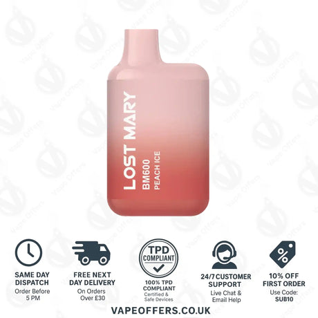 Lost Mary BM600 Prefilled Pod Vape Kit Peach Ice