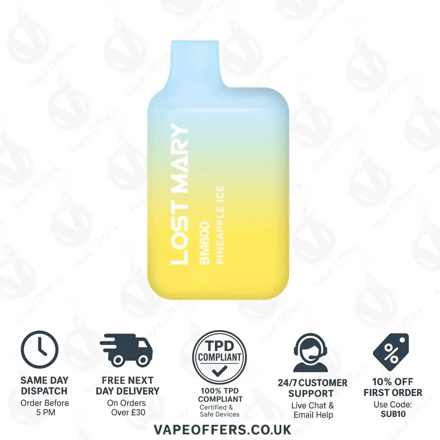 Lost Mary BM600 Prefilled Pod Vape Kit Pineapple Ice 