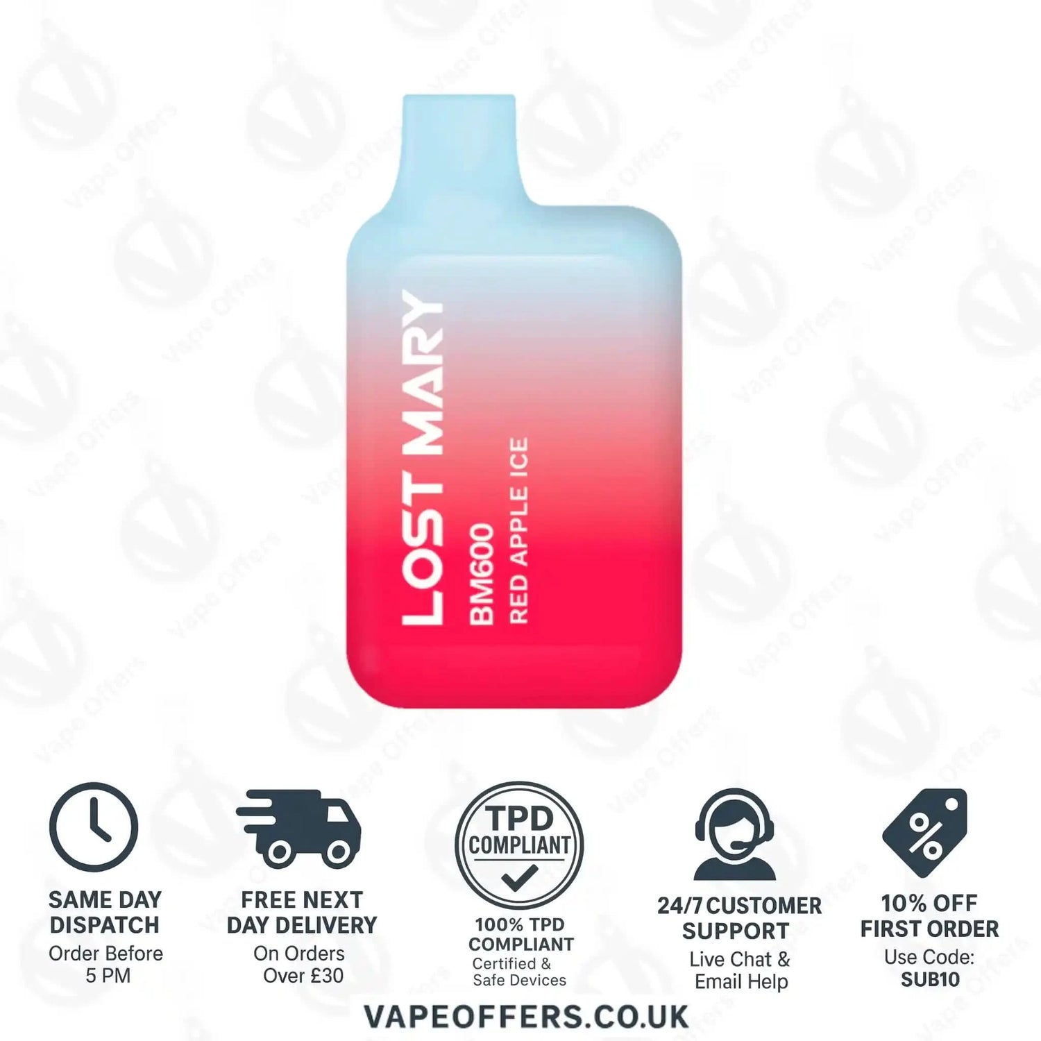 Lost Mary BM600 Prefilled Pod Vape Kit Red Apple Ice 