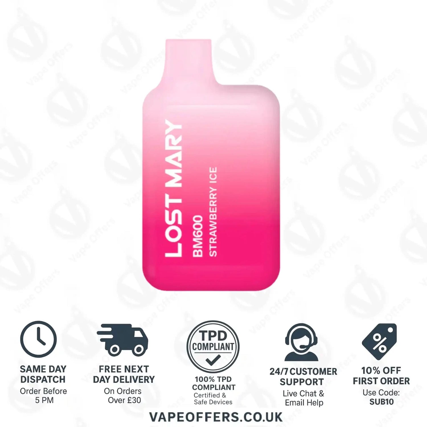 Lost Mary BM600 Prefilled Pod Vape Kit Strawberry Ice 