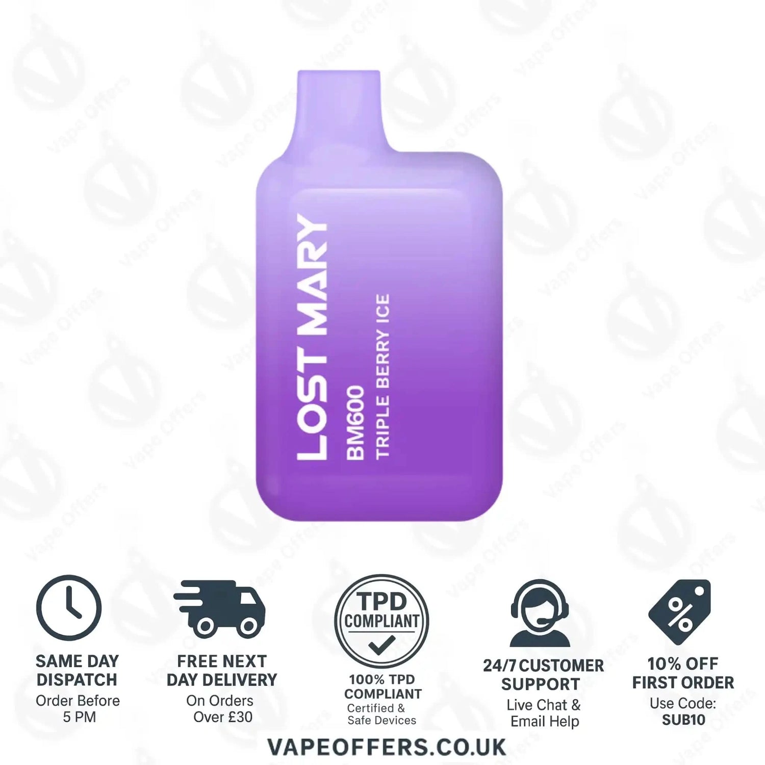 Lost Mary BM600 Prefilled Pod Vape Kit Triple Berry Ice 