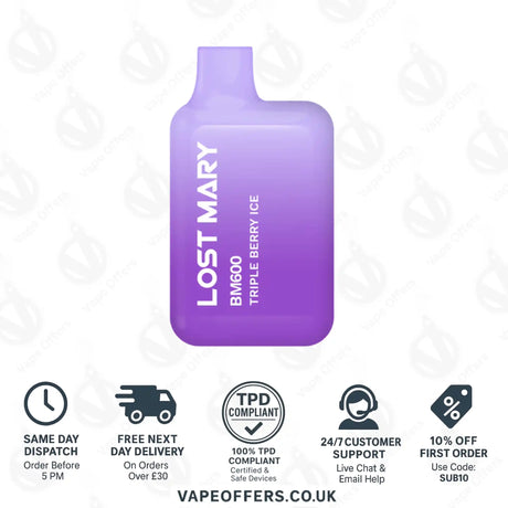 Lost Mary BM600 Prefilled Pod Vape Kit Triple Berry Ice