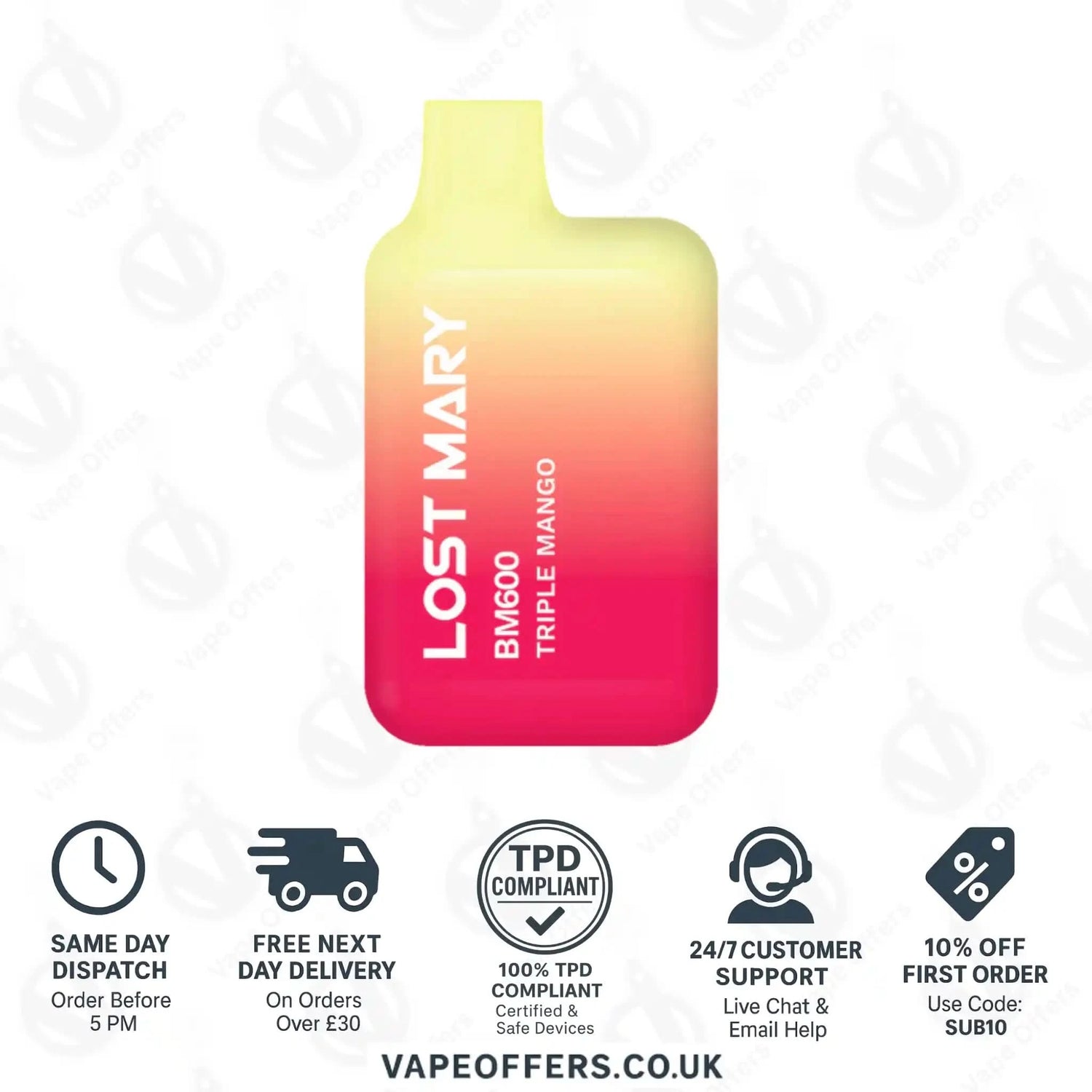 Lost Mary BM600 Prefilled Pod Vape Kit Triple Mango 