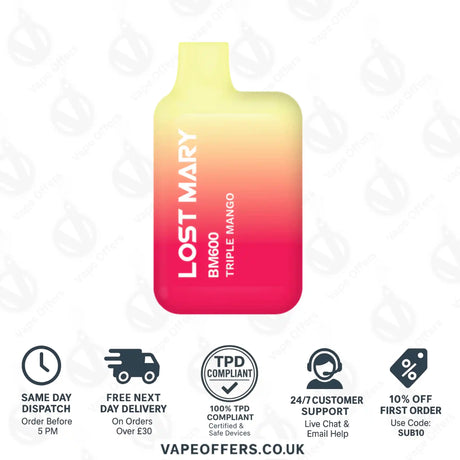 Lost Mary BM600 Prefilled Pod Vape Kit Triple Mango