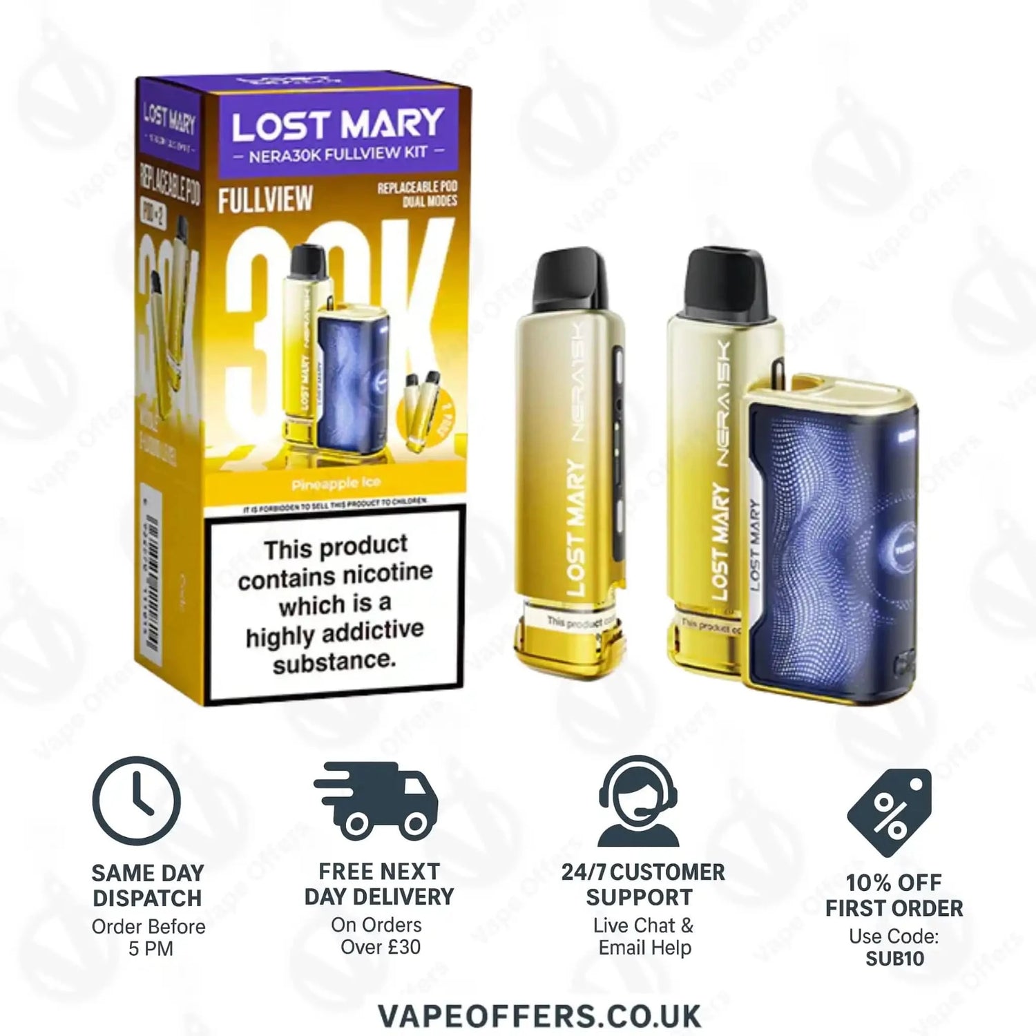 Lost Mary Nera 30K Fullview Prefilled Pod Kit – Pineapple Ice 