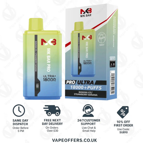 MK Bar Pro Ultra Plus 18000 Vape - Banana Ice Strawberry Banana