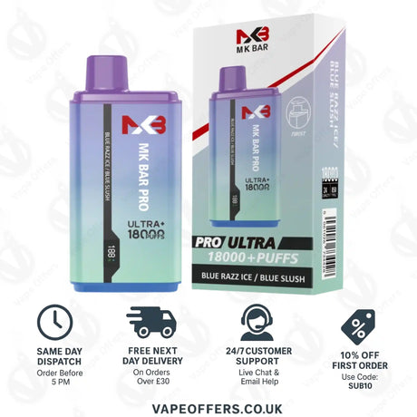 MK Bar Pro Ultra 18000 Blue Razz Ice Blue Slush