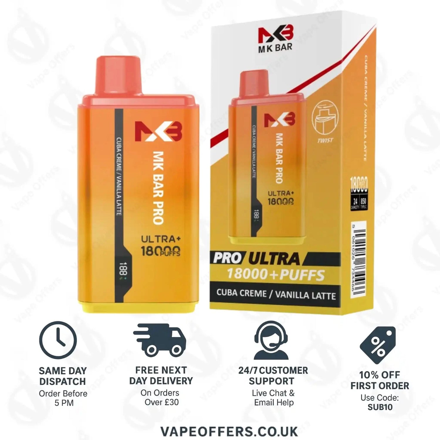 MK Bar Pro Ultra 18000 Cuba Creme Vanilla Latte 