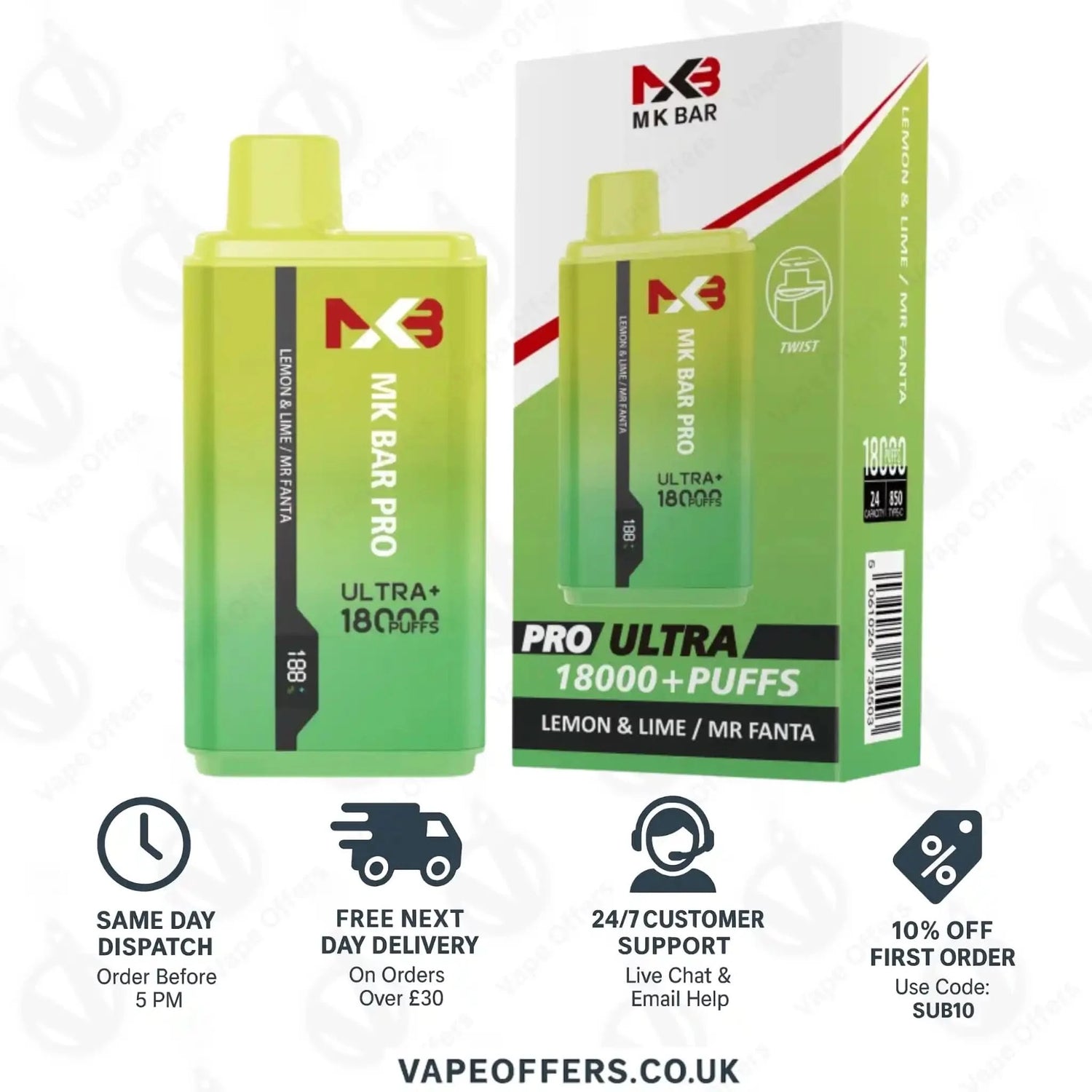 MK Bar Pro Ultra 18000 Lemon Lime Mr Fanta 