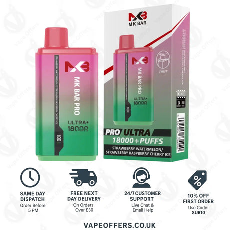 MK Bar Pro Ultra 18000 Strawberry Watermelon Strawberry Raspberry Cherry Ice