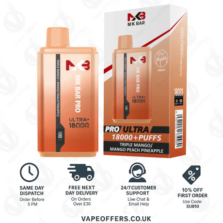 MK Bar Pro Ultra 18000 Triple Mango Mango Peach Pineapple