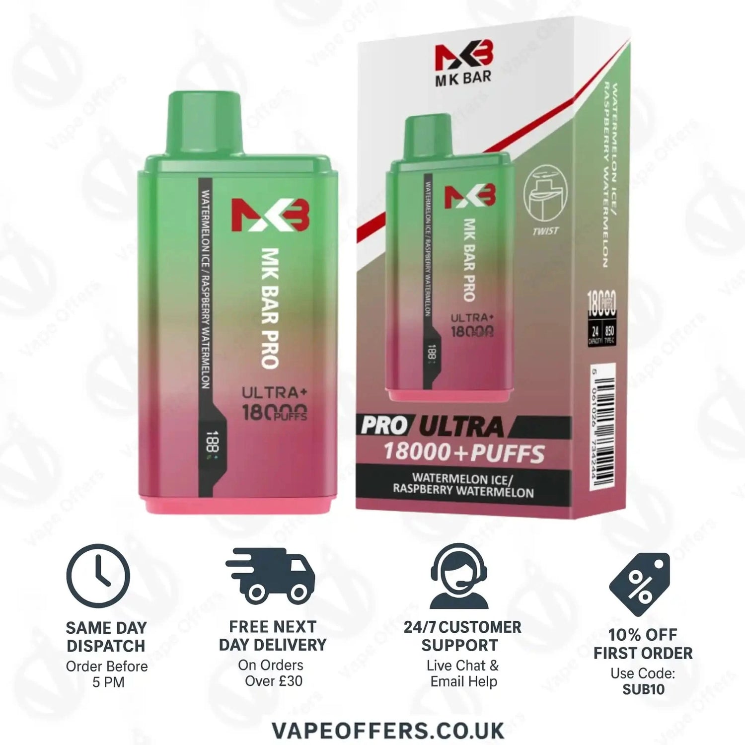 MK Bar Pro Ultra 18000 Watermelon Ice Raspberry Watermelon 
