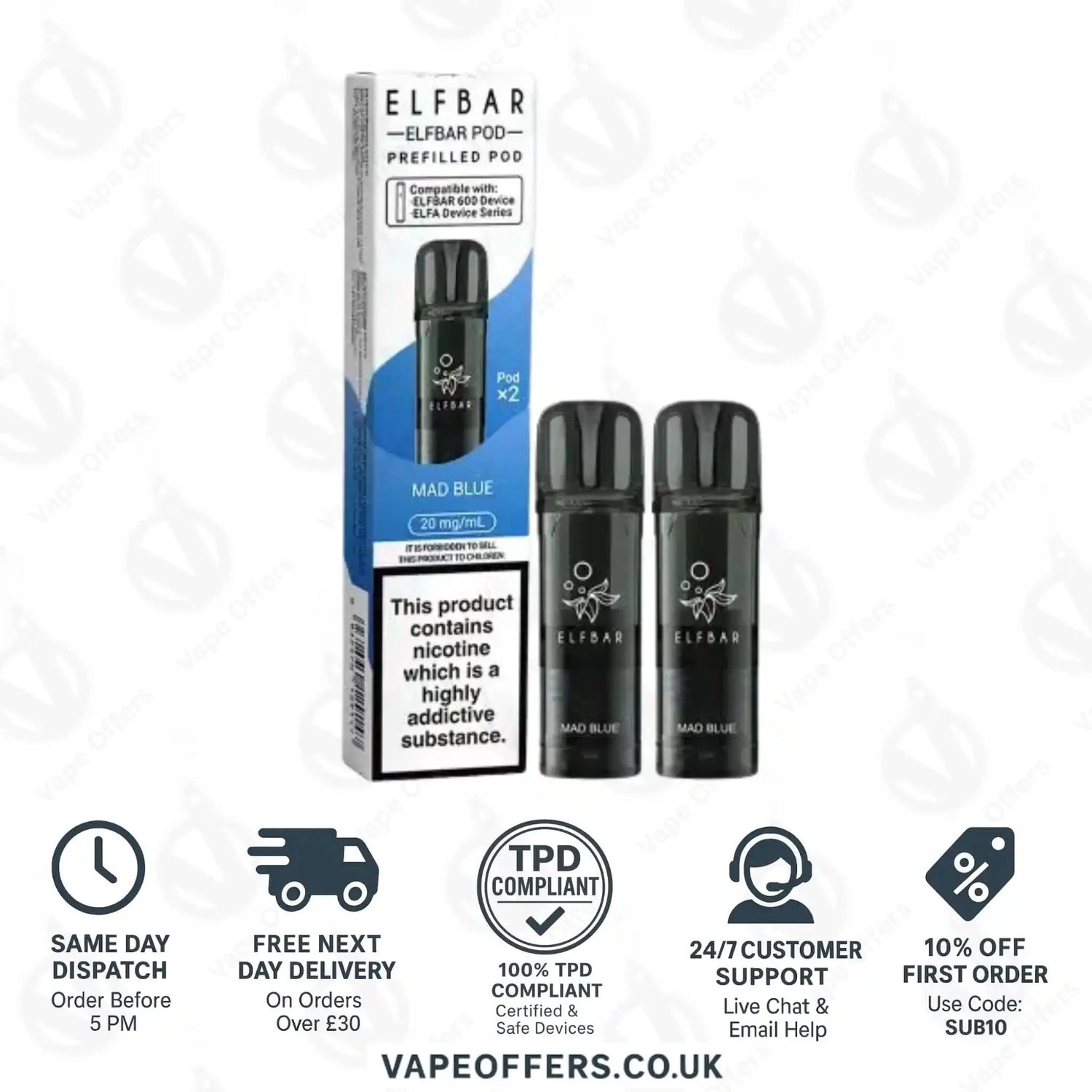 Mad Blue Elf Bar 600 Prefilled Pod 