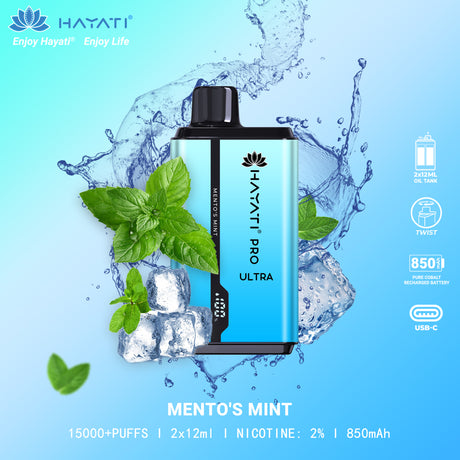 Mento's Mint - Hayati Pro Ultra 15000 Puffs Vape