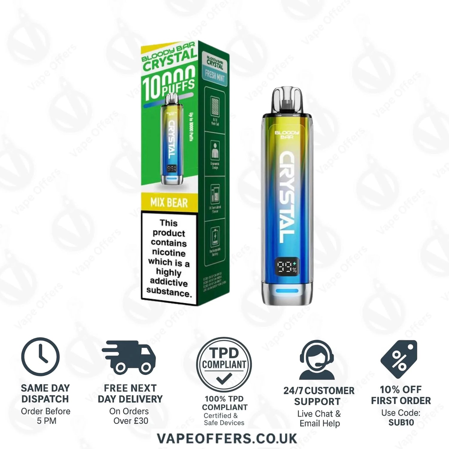 Mix Bear Bloody Bar Crystal 10K Prefilled Pod Kit 