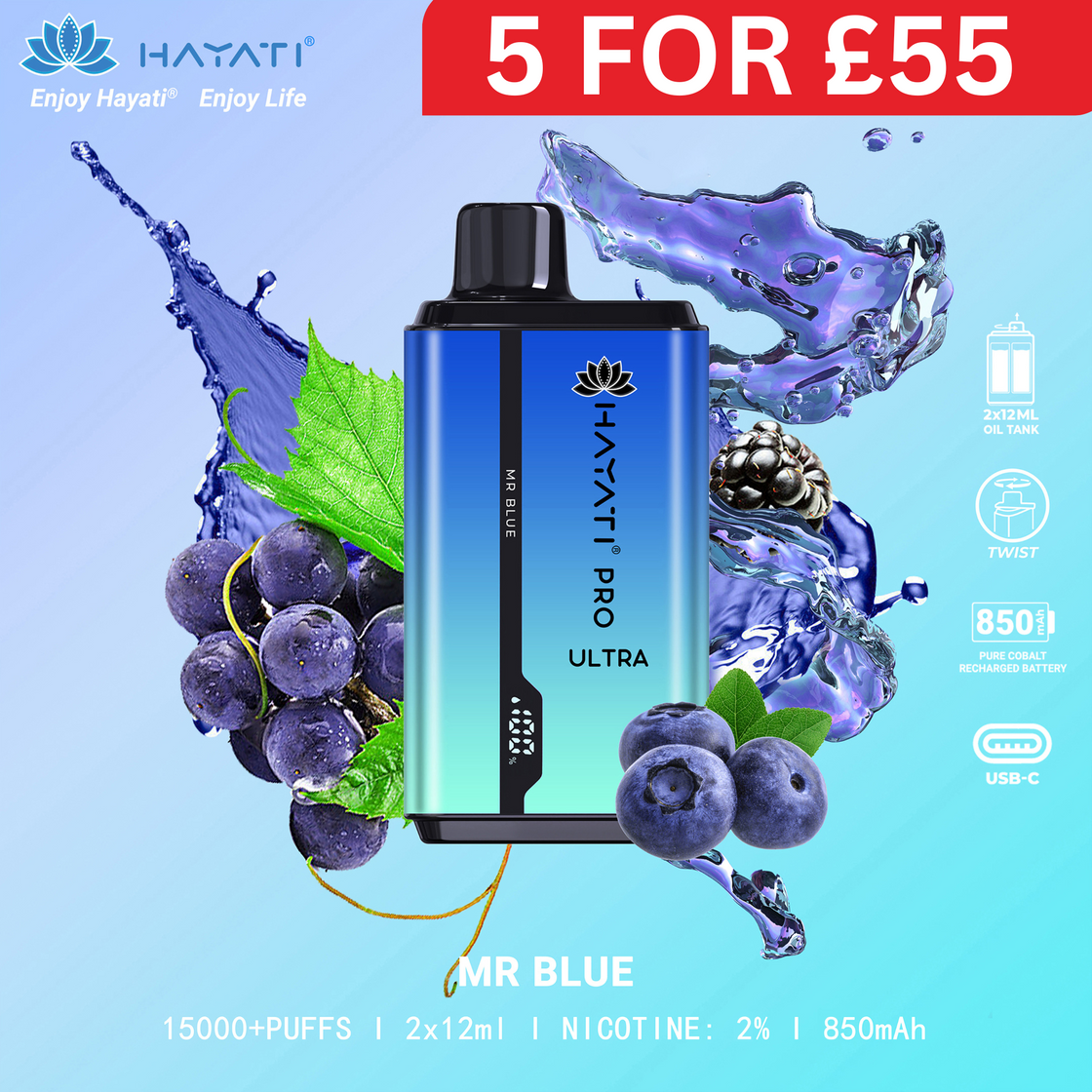 Mr Blue - Hayati Pro Ultra 15000 Puffs Disposable Vape