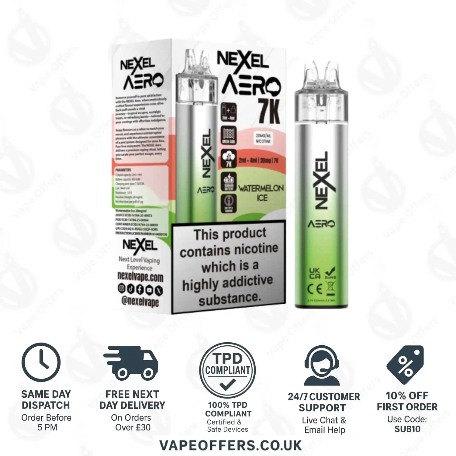 Nexel Aero 7K Prefilled Pod Kit Watermelon Ice 