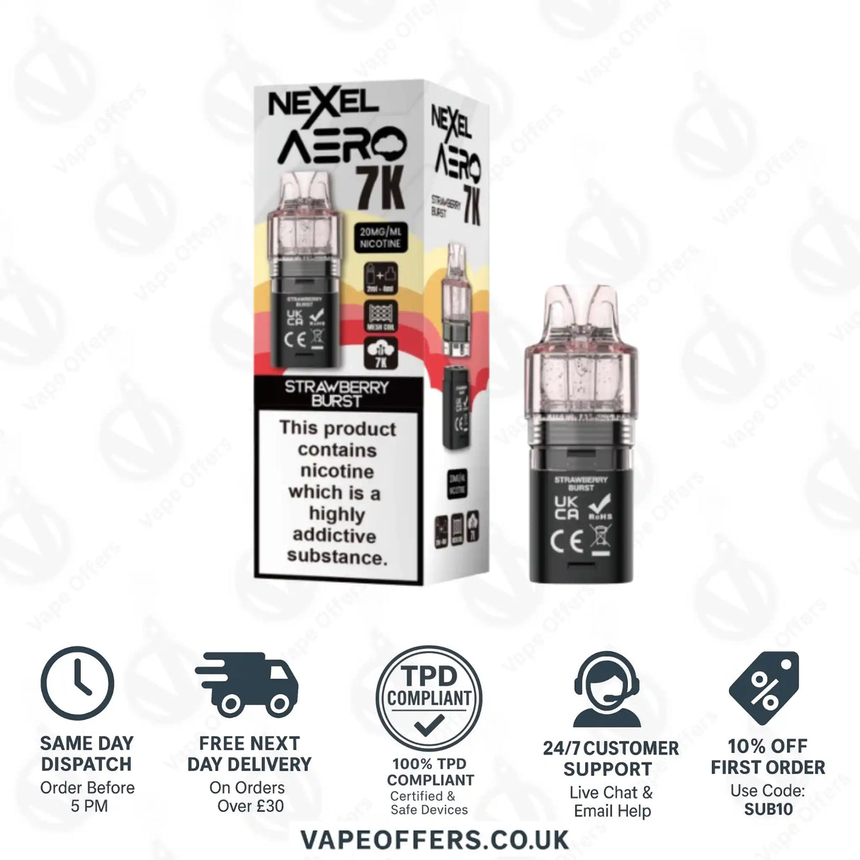 Nexel Aero 7K Prefilled Pods Strawberry Burst