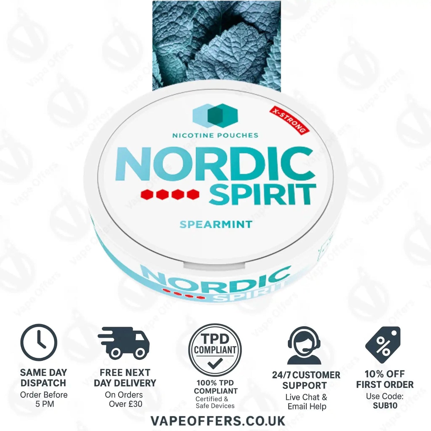 Nordic Spirit Nicotine Pouches Spearmint Extra Strong  