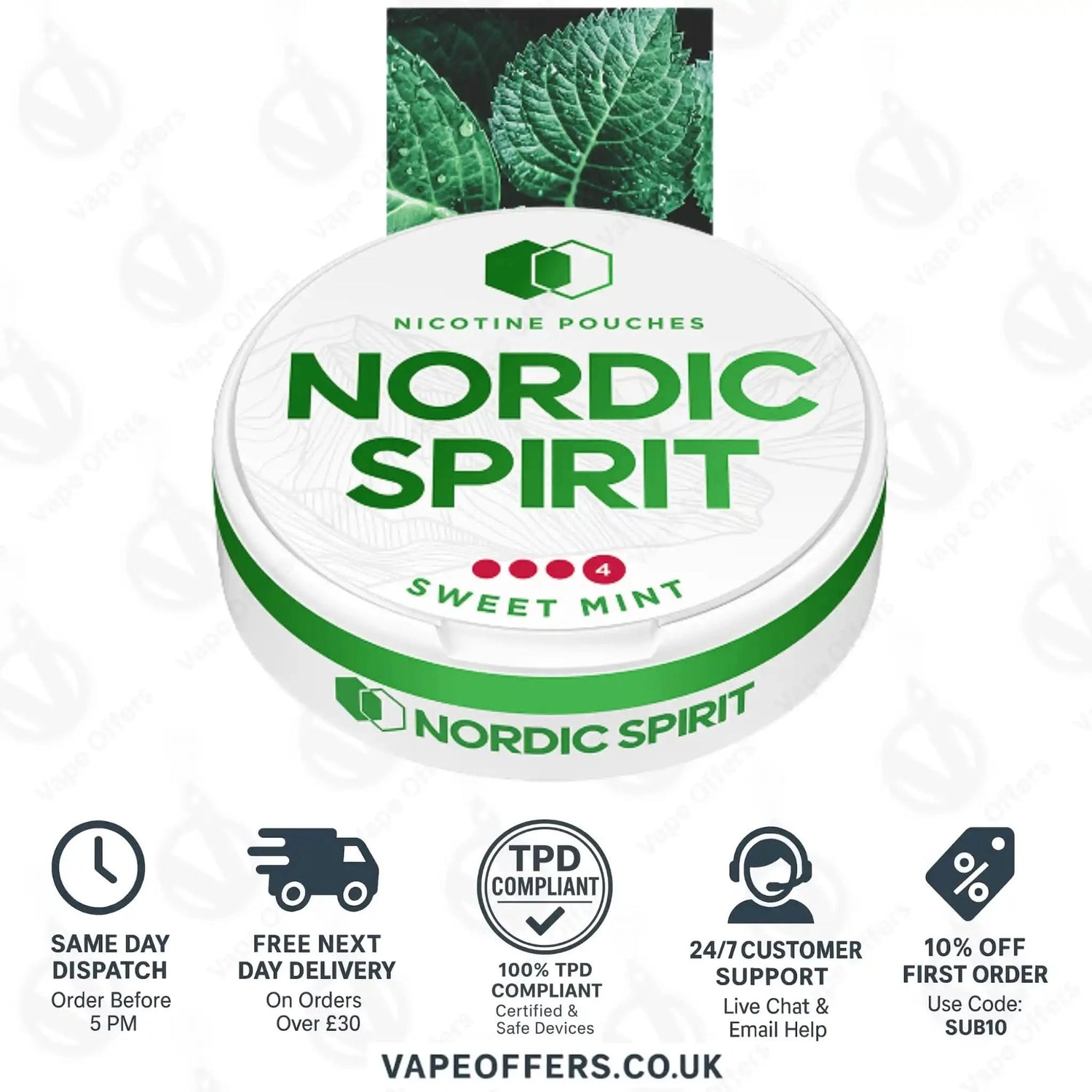 Nordic Spirit Nicotine Pouches Sweet Mint Extra Strong  