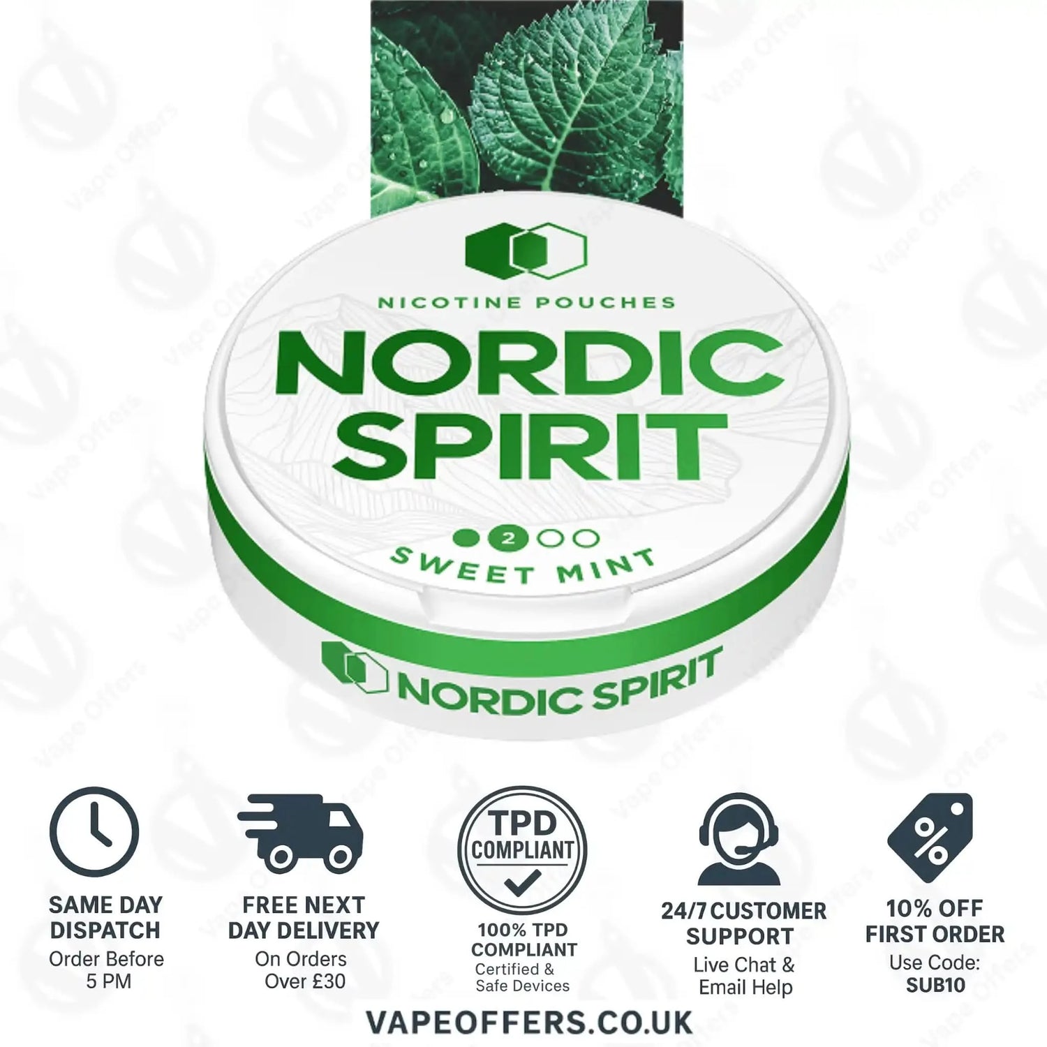Nordic Spirit Nicotine Pouches Sweet Mint Regular 