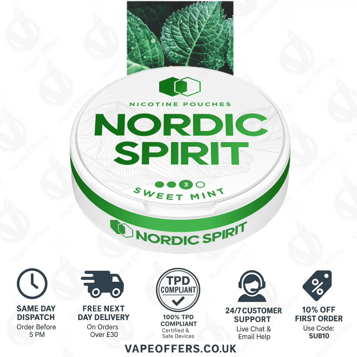 Nordic Spirit Nicotine Pouches Sweet Mint Strong 