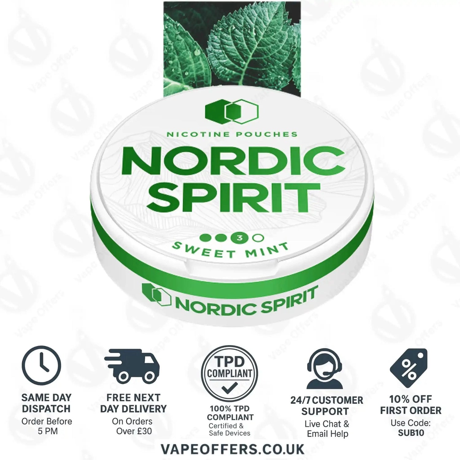 Nordic Spirit Nicotine Pouches Sweet Mint Strong  