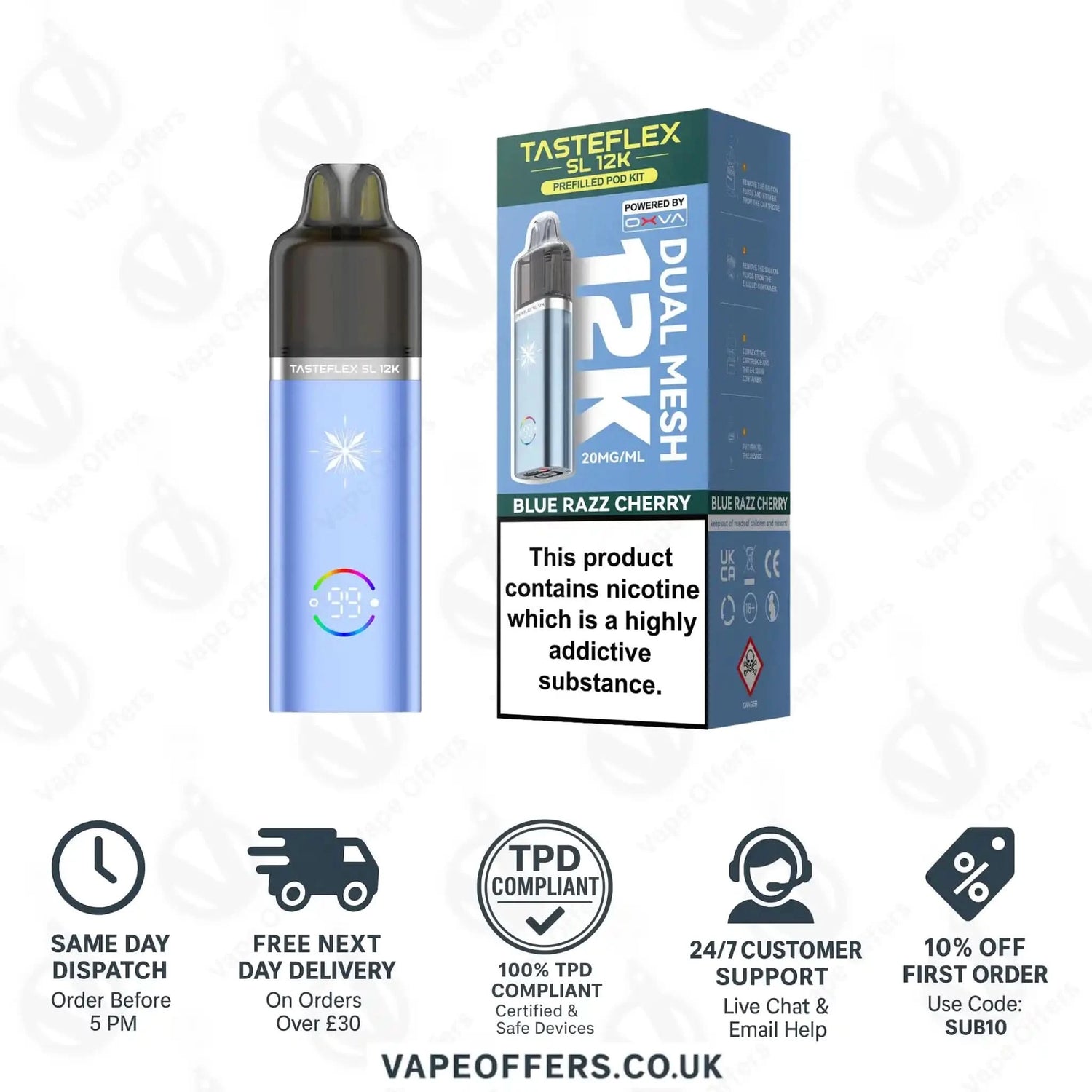 Oxva Tasteflex SL 12K Prefilled Pod Kit Blue Razz Cherry 