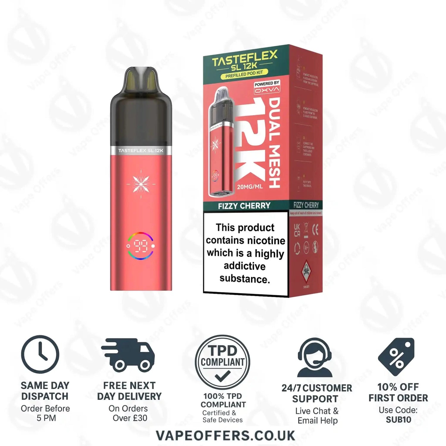 Oxva Tasteflex SL 12K Prefilled Pod Kit Fizzy Cherry 