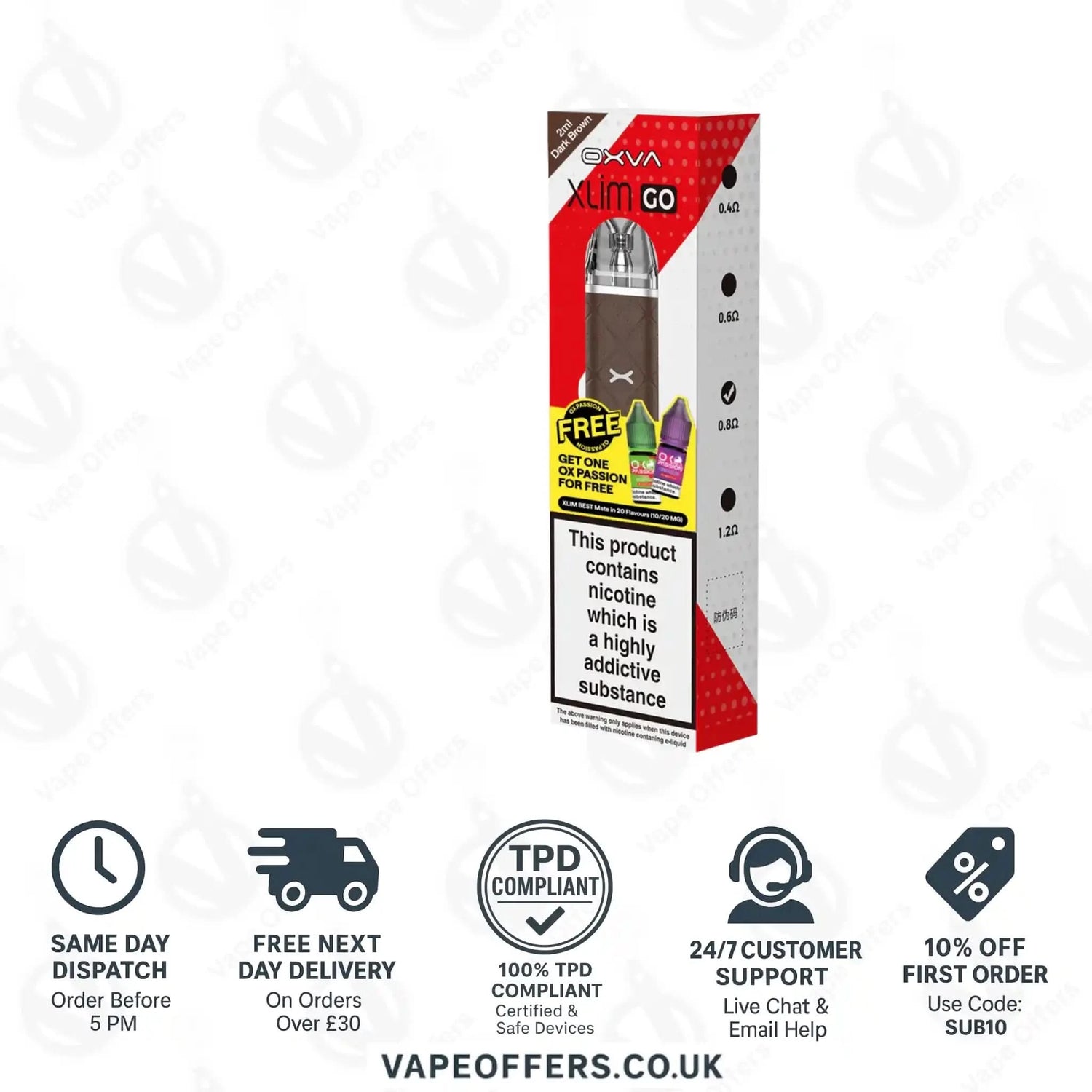 Oxva Xlim Go Pod Vape Kit Dark Brown 