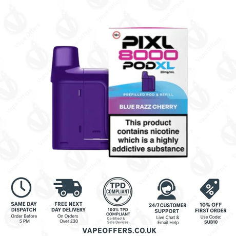 PIXL 8000 Prefilled Vape Pod Blue Razz Cherry