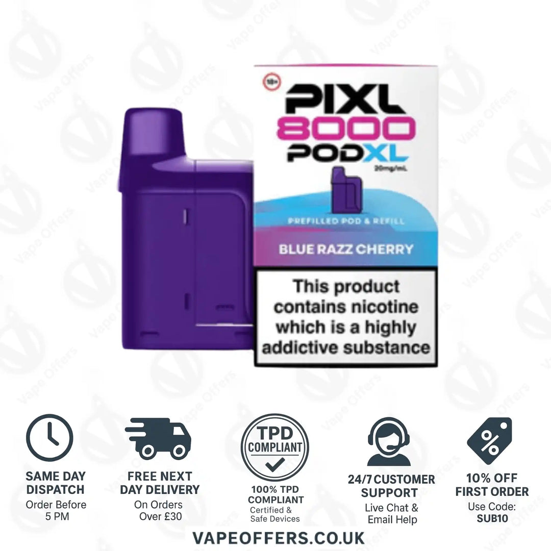 PIXL 8000 Prefilled Vape Pod Blue Razz Cherry