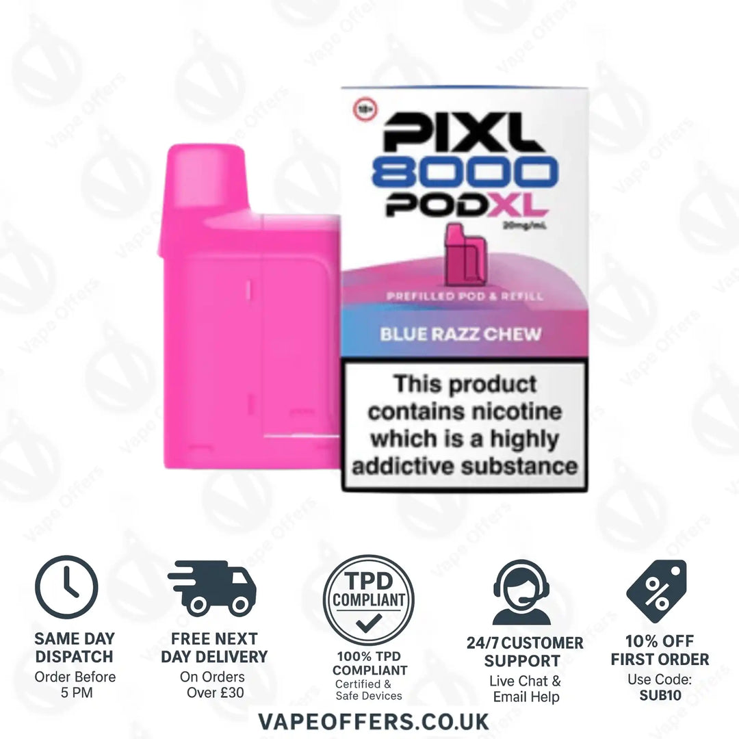 PIXL 8000 Prefilled Vape Pod Blue Razz Chew