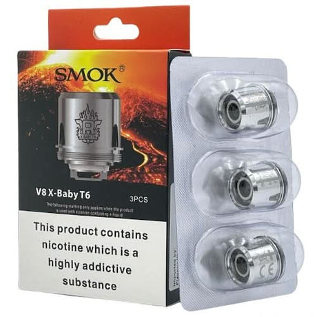 three SMOK V8 X-Baby T6 replacement vape coils