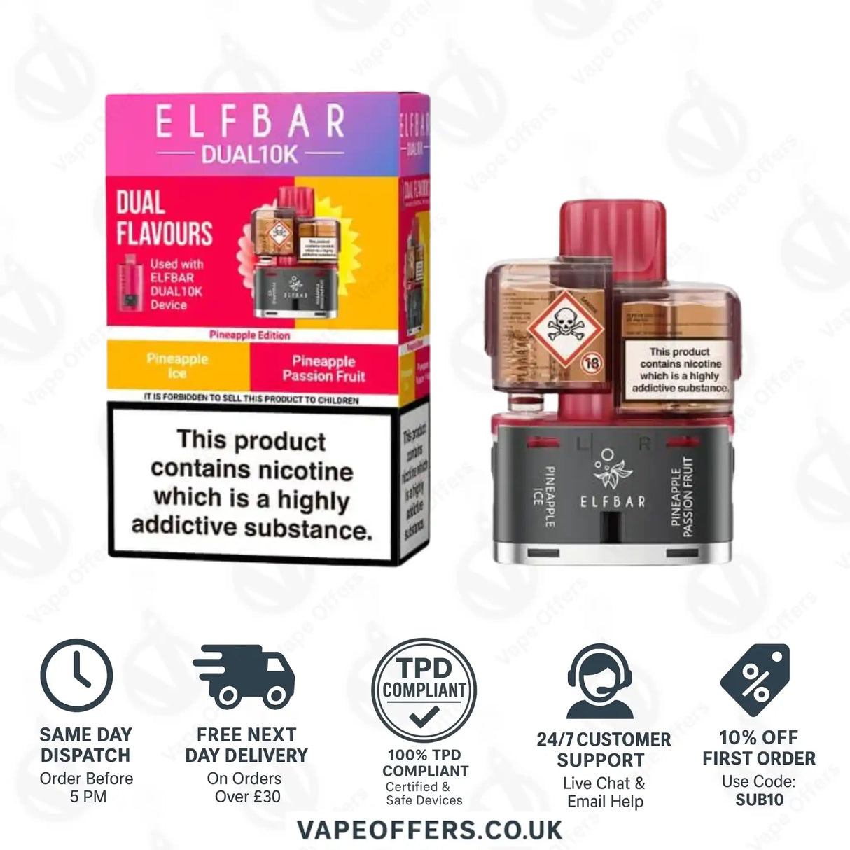 Elf Bar Dual 10K Prefilled Pod Pineapple Edition