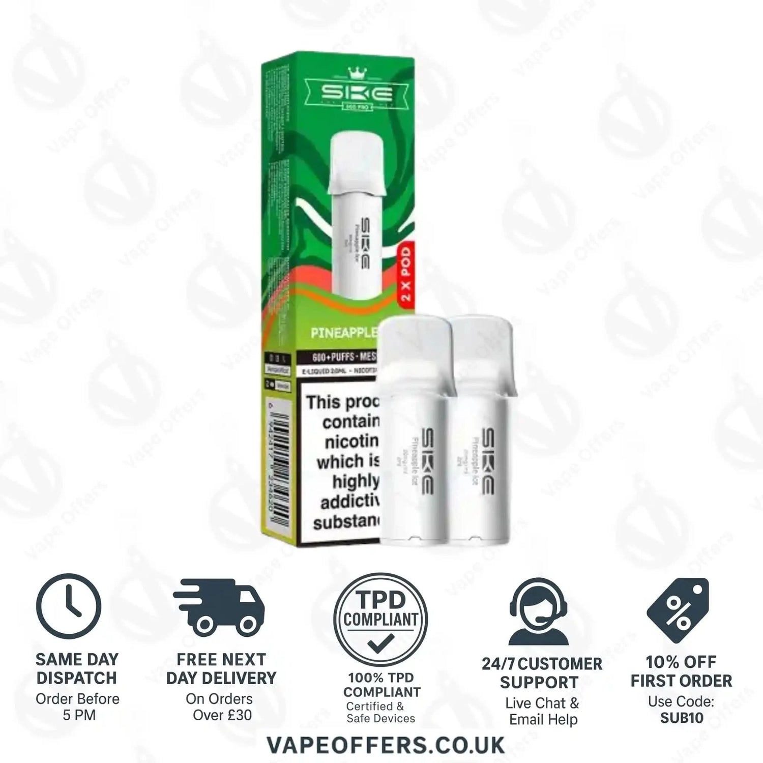 Pineapple Ice SKE Crystal Bar 600 Pro Prefilled Pods 