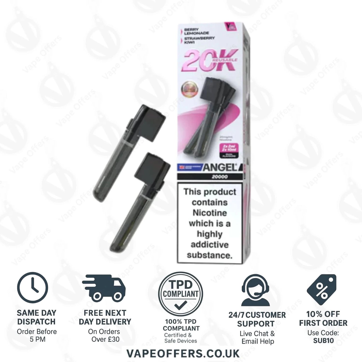 Pink Edition Vapes Bars Angel 20k Prefilled Dual Pod 
