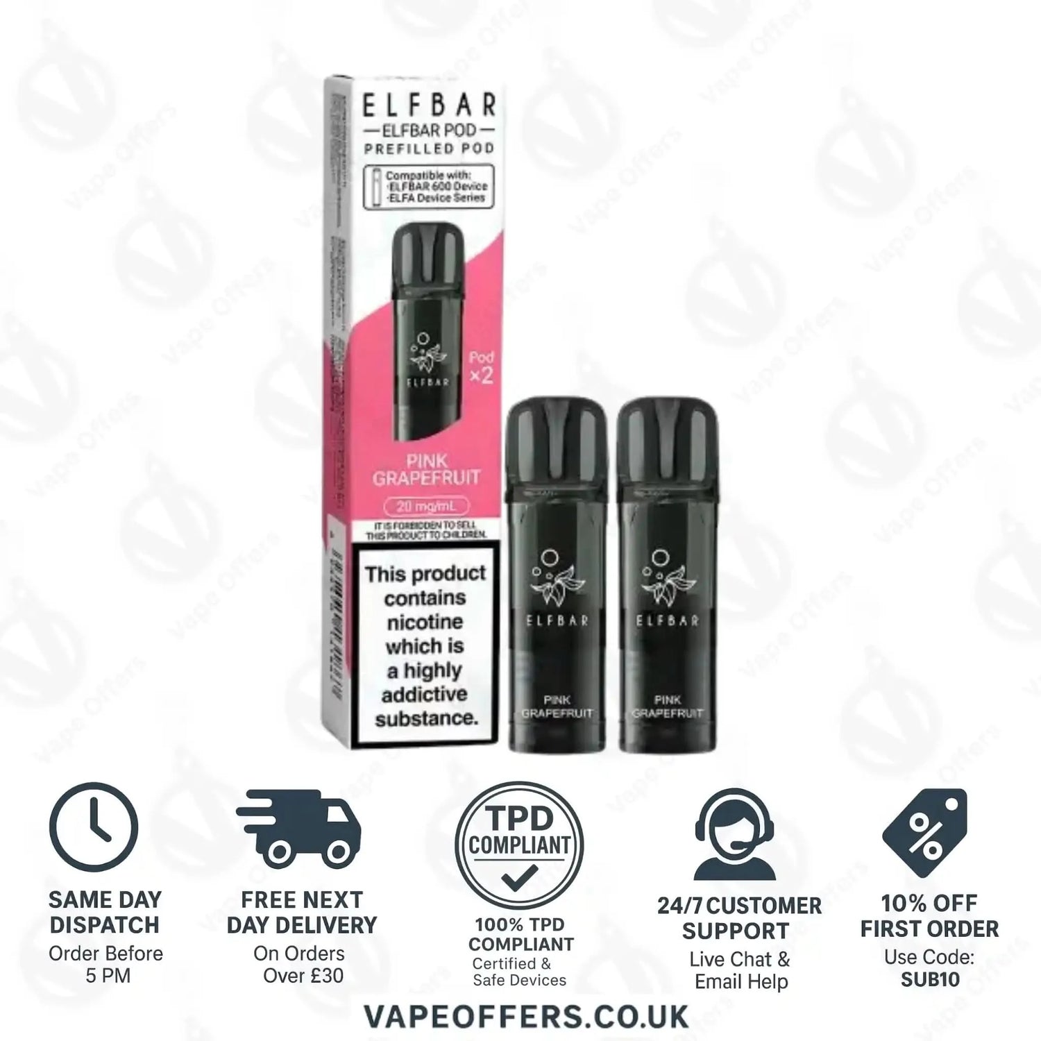 Pink Grapefruit Elf Bar 600 Prefilled Pod 