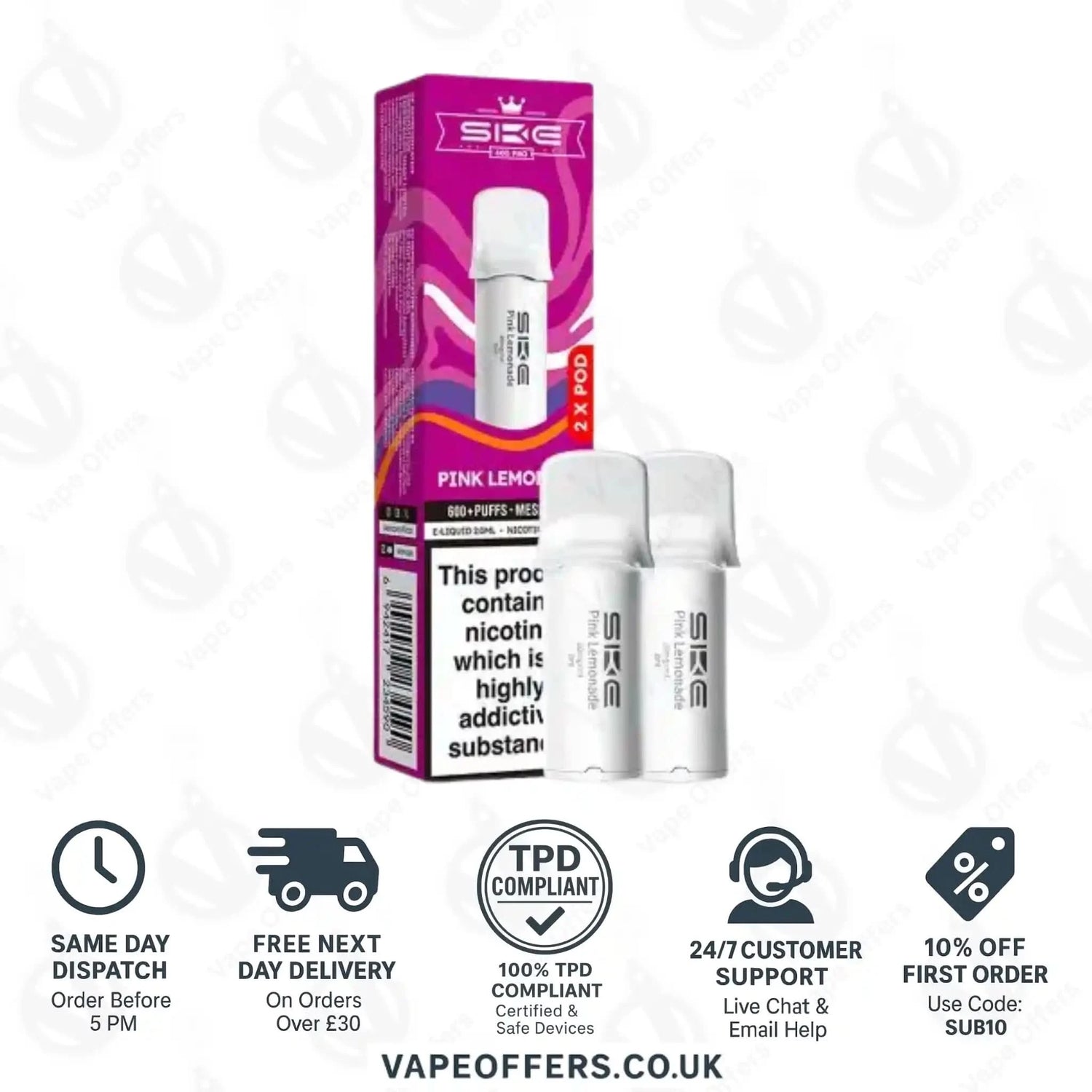 Pink Lemonade SKE Crystal Bar 600 Pro Prefilled Pods 