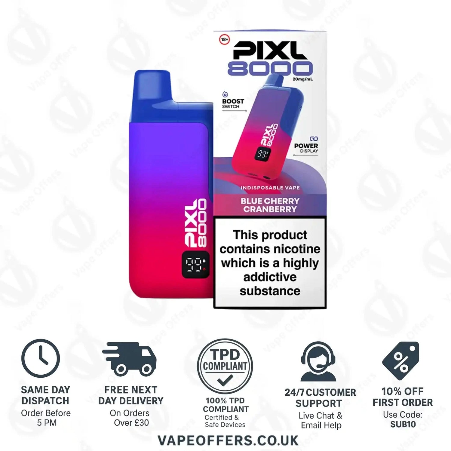 Pixl 8000 Puffs Vape Kit Blue Cherry Cranberry  